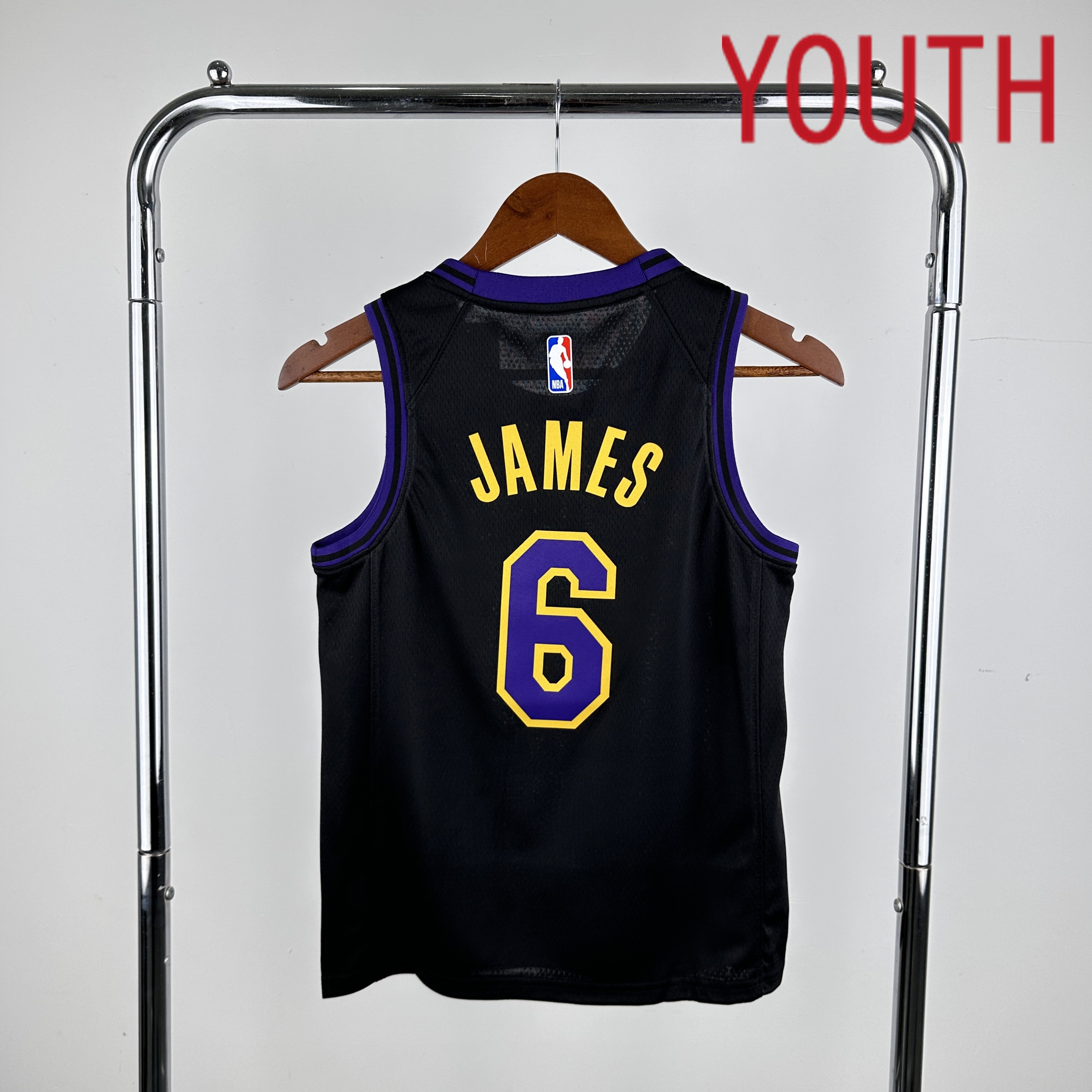 Youth Los Angeles Lakers #6 James Black City Edition Nike 2024 NBA Jersey->youth nba jersey->Youth Jersey